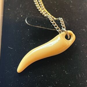 Ivory Tooth Pendant Necklace on Silver Chain